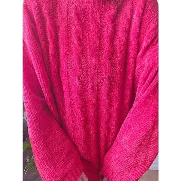 Red Christmas 90s Vintage Sweater Dress Mini Oversized Sexy Soft  - Picture 4 of 5